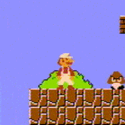 A gif displaying Fire Mario taking damage and turning back into Small Mario.