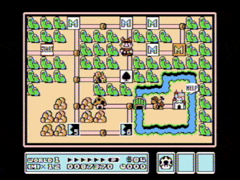 A gif of the player opening the Inventory in SMB3.