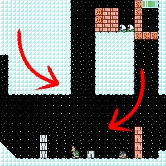 A section of a map of World 6-5 from Super Mario Bros. 3, highlighting an underground shaft.